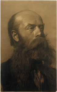 Skægget mandshoved i trekvart profil til højre af Gustav Klimt