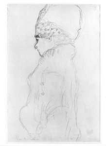 Dame med høj hat, ca. 1917, af Gustav Klimt