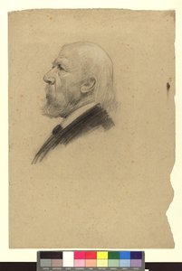 Portrætstudie af en ældre mand set i profil mod venstre af Gustav Klimt