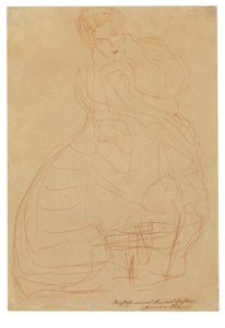 Portræt af Adele Bloch-Bauer. Kostumestudie med hænderne holdt i en hesteskoform af Gustav Klimt