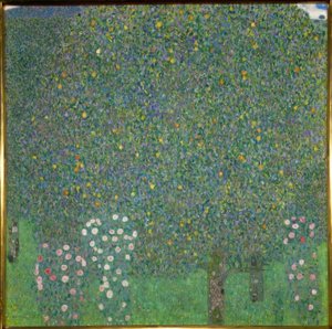 Rosenbuske under træer af Gustav Klimt