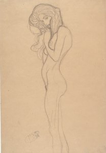 Stående kvindelig nøgenstudie til Beethoven-frisen, 1901. af Gustav Klimt