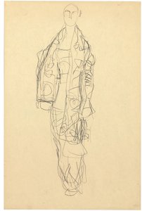 Stående dame med kappe, ca. 1914-16 (blyant på papir) af Gustav Klimt