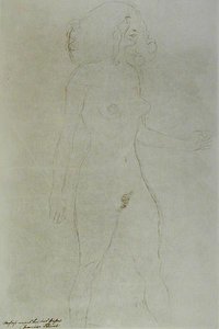 Stående nøgen (blyant på papir) (s/h foto) af Gustav Klimt