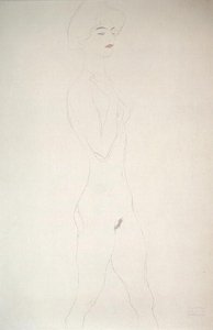 Stående nøgen (blyant på papir) af Gustav Klimt
