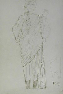 Stående kvinde, der holder sværd af Gustav Klimt