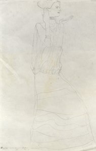 Stående kvinde med løftede hænder af Gustav Klimt