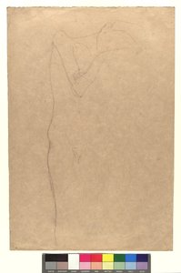 Studie zu einem stehenden weiblichen Akt, die Hände an die Wange gelegt af Gustav Klimt