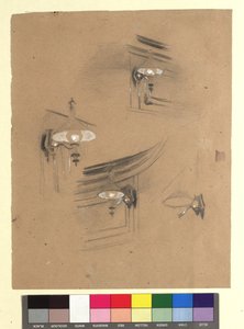 Studien zum "Zuschauerraum im Alten Burgtheater": Studien von vier Lampen af Gustav Klimt