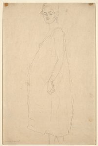 Studie af en påklædt gravid kvinde, ca. 1915-16 (blyant på simili Japan-papir) af Gustav Klimt