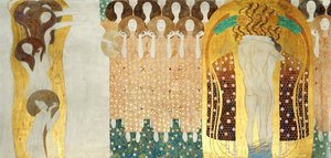 Beethoven-frisen, Detail: The Arts, Chorus of Paradise, Embrace, 1902 af Gustav Klimt