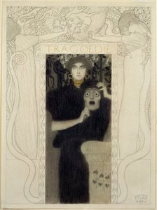 Tragedie. Studie til Tragediens allegori (pen og blæk, hvidvask) af Gustav Klimt