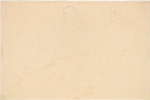 To studier af en liggende kvinde, 1913 af Gustav Klimt