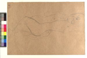 Zwei liegende weibliche Akte af Gustav Klimt