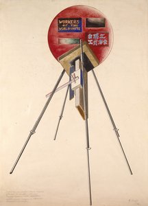 Projekt for en konstruktion til femårsdagen for oktoberrevolutionen, 1922 af Gustav Klutsis