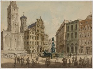 Perlacht Tower og rådhus Augsburg af Gustav Kraus