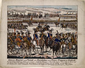 Russisk-preussisk parade i Kalisz 1835, ca. 1850 af Gustav Kühn