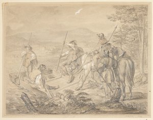 Landskab med ryttere ved en færge af Gustav Schlick