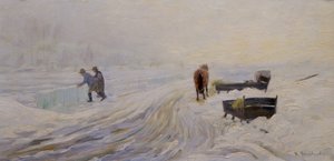 Isskæring på Bondivann af Gustav Wentzel