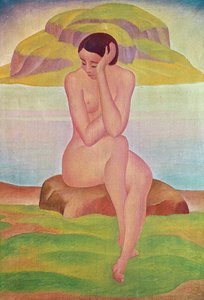 Girl on a Rock (olie på lærred)