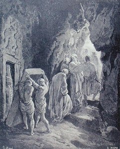 Begravelsen af Sarah, indgraveret af Heliodore Joseph Pisan (1822-90) c.1868 (gravering) af Gustave (after) Dore
