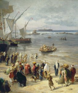 Jaffa, Rekruttering af tyrkiske soldater i Palæstina, 1888 (højre detalje af 226323)