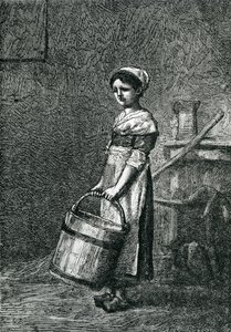 Cosette Carrying a Bucket, illustration fra 