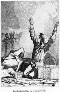 Gavroche var faldet for kun at rejse sig igen, illustration fra 