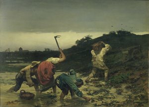 Bønder høster kartofler under Rhinfloden i 1852 af Gustave Brion