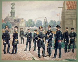 Søværnets officerer ved Akademiet. Akvarel af Gustav Brock af Gustave Brock
