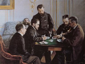 The Besigue Party, ca 1881. af Gustave Caillebotte