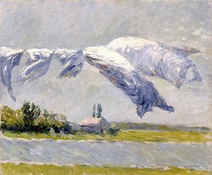Tørring af vasketøj, Petit Gennevilliers - Gustave Caillebotte (1848-1894). Olie på lærred af Gustave Caillebotte