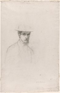 Selvportræt med hat af Gustave Caillebotte