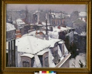 Udsigt til tage (Sneeffekt), siger Tage under sneen af Gustave Caillebotte