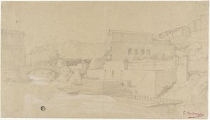 Italiensk by ved en flod af Gustave Clarence Rodolphe Boulanger