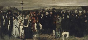A Burial at Ornans Et maleri af menneskelige figurer, historien om en begravelse i Ornans, 1849-1850 af Gustave Courbet