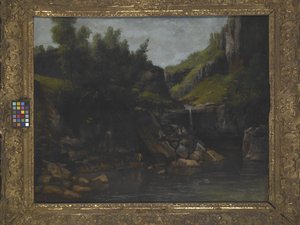 Cascade In A Rocky Landscape (olie på lærred) af Gustave Courbet