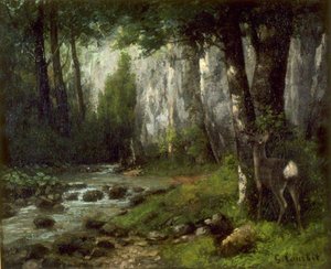 Courbet - Hjort i skoven, ca. 1839-1877 af Gustave Courbet