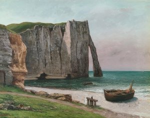 Felsen von Etretat (Étretats klippe). Um 1869 af Gustave Courbet