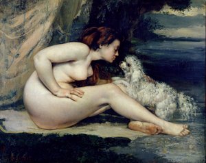 Nøgen kvinde med en hund (Portræt af Leotine Renaude) 1861-62 (olie på lærred)