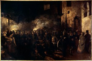 Brandmænd kører en brand Maleri af Gustave Courbet (1819-1877) 1850 Søn. 3,88x5,8 m Paris, Musee du petit palais af Gustave Courbet