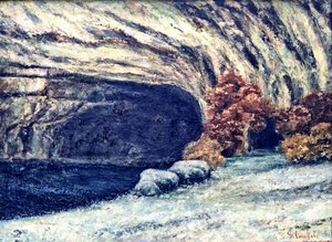 Snedækket Loue-grotte af Gustave Courbet
