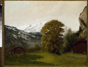 Landskab i Interlaken, Schweiz af Gustave Courbet