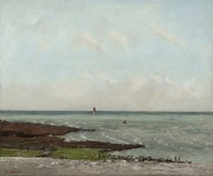 Vasketøjer ved lavvande, Étretat, 1866 eller 1869 af Gustave Courbet