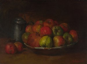 Stilleben med æbler og et granatæble, 1871-1872 af Gustave Courbet
