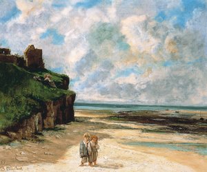 Stranden ved Saint-Aubin-sur-Mer af Gustave Courbet