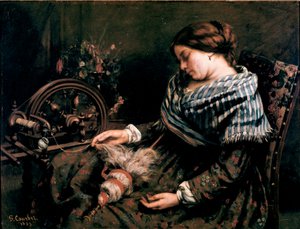 The Sleeping Spinner Maleri af Gustave Courbet (1819-1877) 1853 Dim. 91x115 cm Montpellier, Musee Fabre af Gustave Courbet