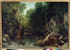 Det overdækkede vandløb, kendt som indgangen til Vallee du Puits-Noir, Doubs: Effect of Twilight Painting af Gustave Courbet (1819-1877) 1865 Dim. 0,94 x 1,35 m. Paris. Orsay Museum af Gustave Courbet
