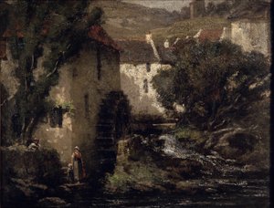 Vandmølle (olie på lærred) af Gustave Courbet