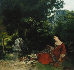 Kvinde med en krans; Femme a la Guirlande, 1856 af Gustave Courbet